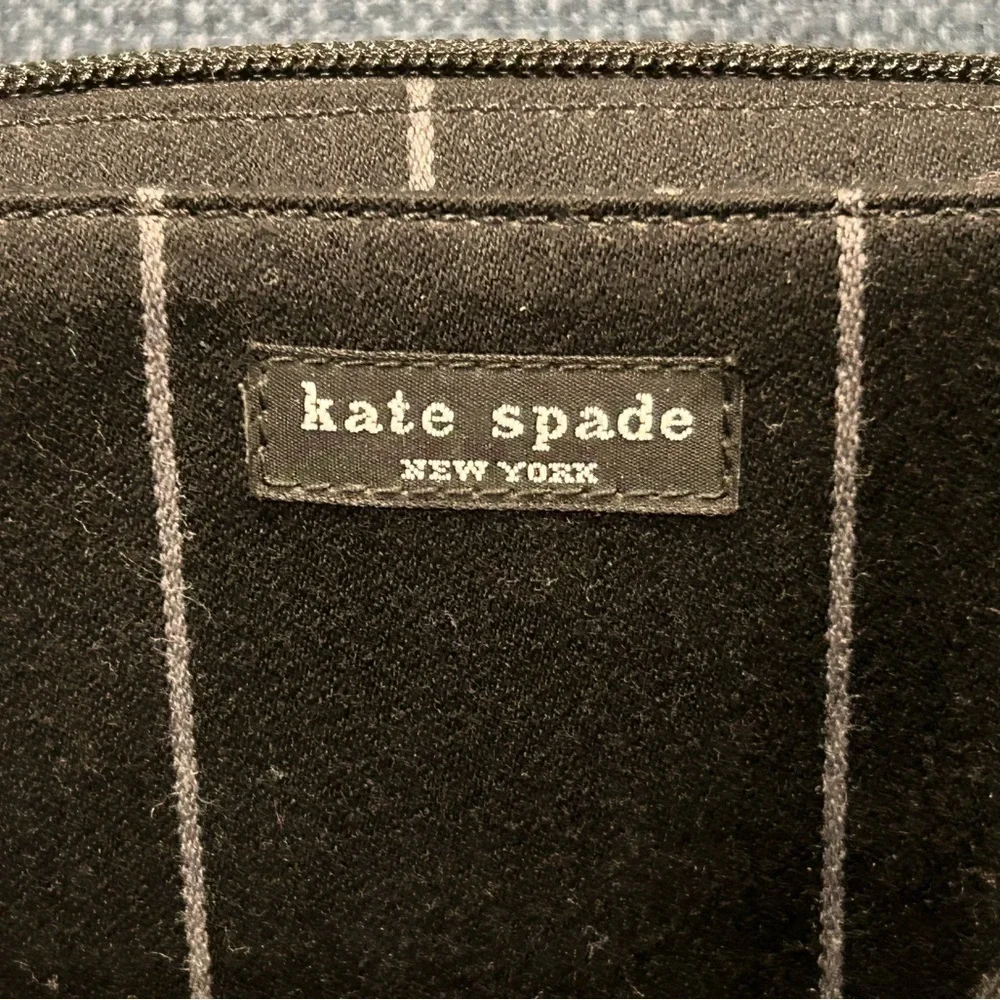 Kate Spade Shoulder Bag Black/Gray Wool Pinstriped Made In Italy